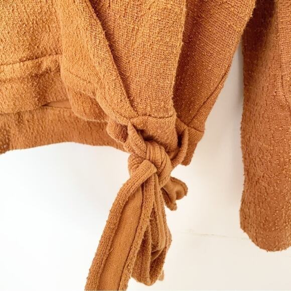 Texture & Thread by Madewell Orange Long Sleeve Side Tie Cotton Wrap Top Size S - Picture 4 of 7